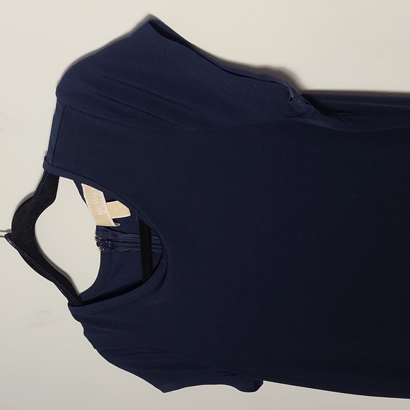 MICHAEL KORS Pleated Hem Shift Dress In Navy Blue Size Small - Picture 6 of 13